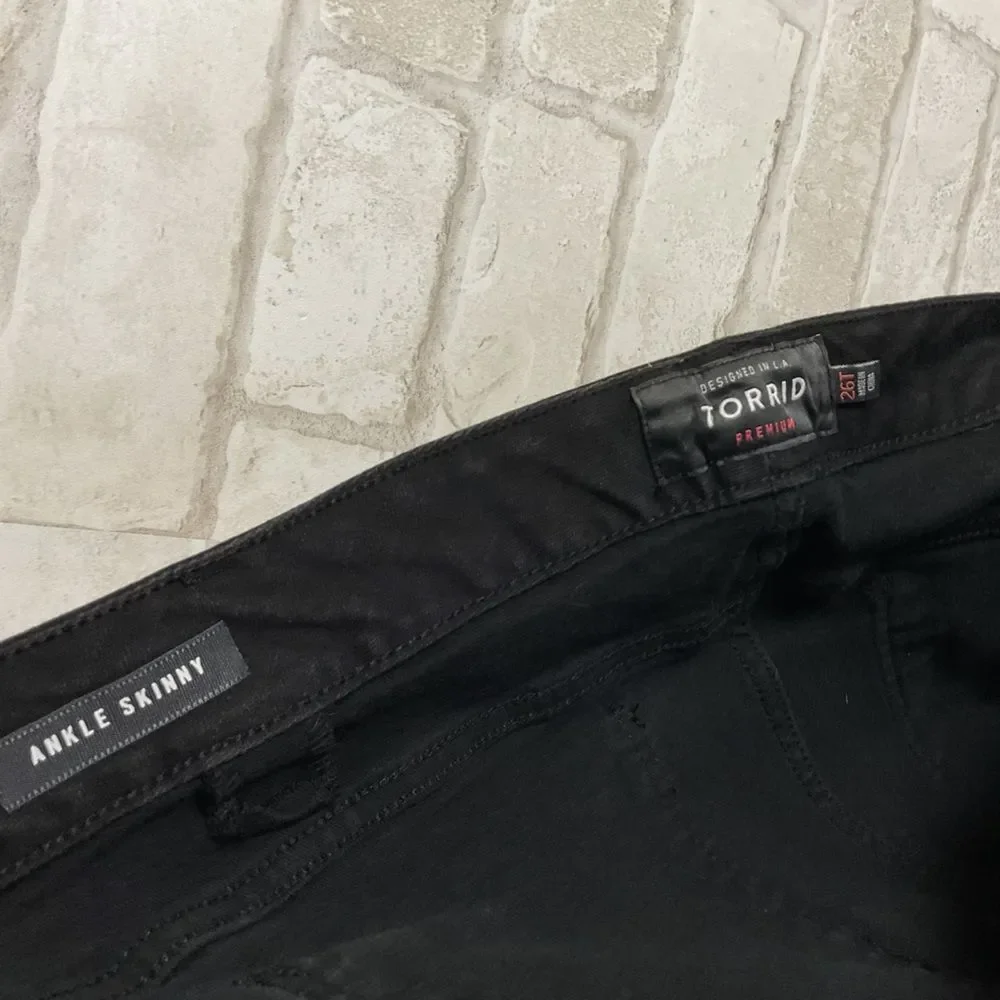 Torrid Premium Black Distressed Skinny Jeans Size 26T